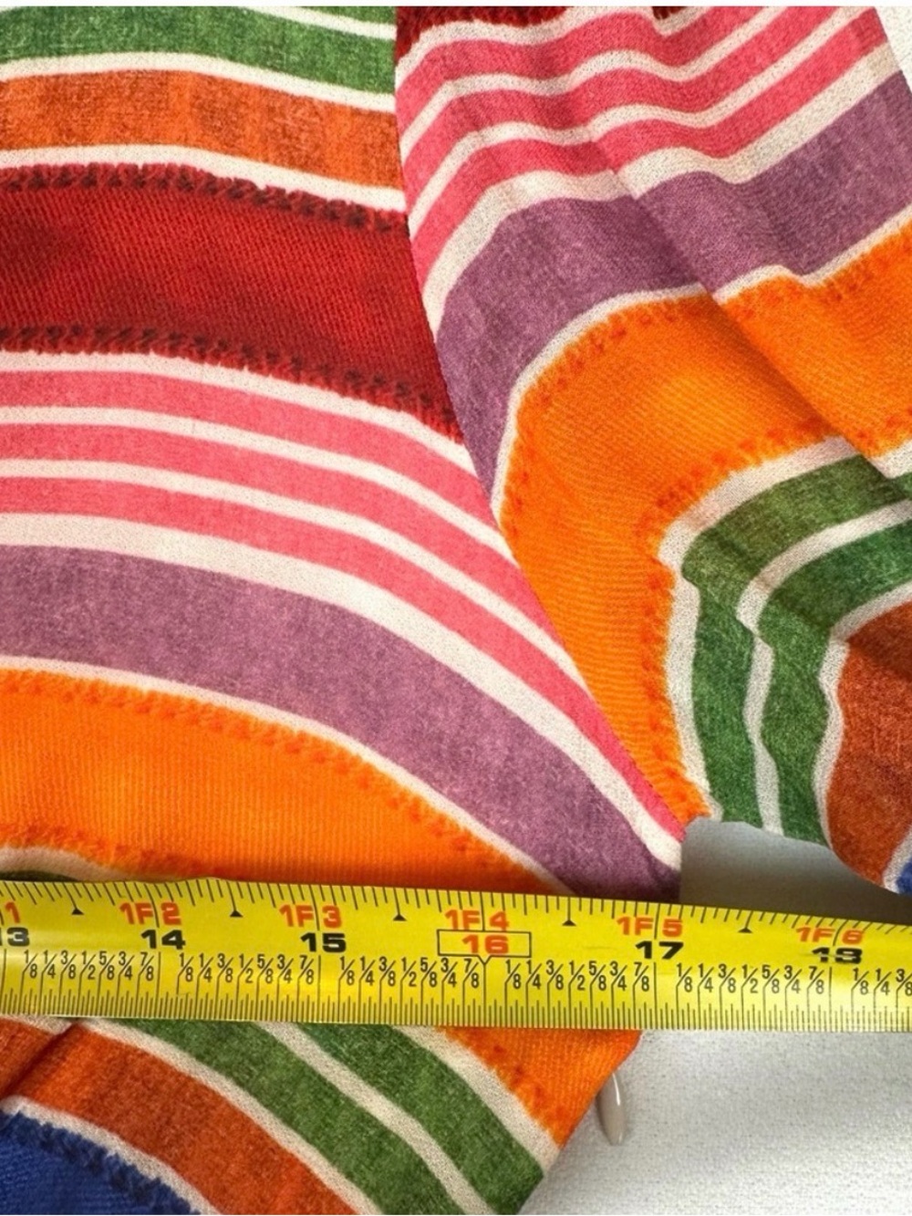 FARM Rio Luana Rainbow Multicolor Striped V-Neck Midi Dress - Red, Green, Blue - Picture 7 of 9